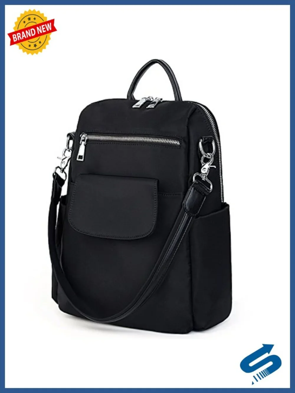 Women 3-Way Waterproof Nylon Backpack Purse Rucksack Shoulder Bag